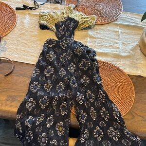 Free people Floral navy and sage Jumpsuit